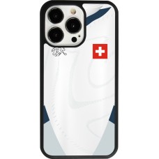 Coque iPhone 13 Pro - Silicone rigide noir Maillot de football Suisse Extérieur personnalisable