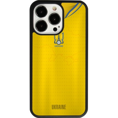 Coque iPhone 13 Pro - Silicone rigide noir Maillot de football Ukraine