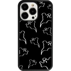 Coque iPhone 13 Pro - Silicone rigide noir Halloween 2024 black and white ghosts