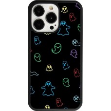 Coque iPhone 13 Pro - Silicone rigide noir Halloween 2024 colorful ghosts