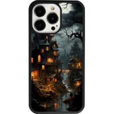 Coque iPhone 13 Pro - Silicone rigide noir Halloween 2024 scary town