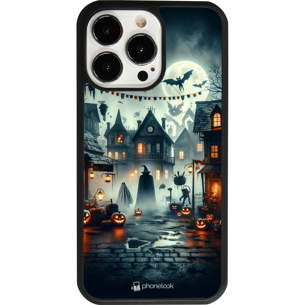 Coque iPhone 13 Pro - Silicone rigide noir Halloween Spookville