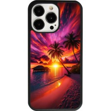 Coque iPhone 13 Pro - Silicone rigide noir Maldives Dusk Bliss