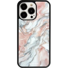 Coque iPhone 13 Pro - Silicone rigide noir Marbre Rose Lumineux