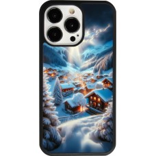 Coque iPhone 13 Pro - Silicone rigide noir Mont Neige Lumière