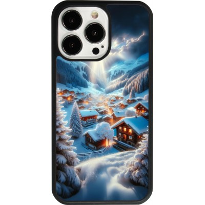 Coque iPhone 13 Pro - Silicone rigide noir Mont Neige Lumière