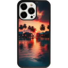 Coque iPhone 13 Pro - Silicone rigide noir Paradis Maldives