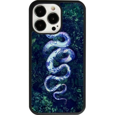 Coque iPhone 13 Pro - Silicone rigide noir Serpent Blue Anaconda