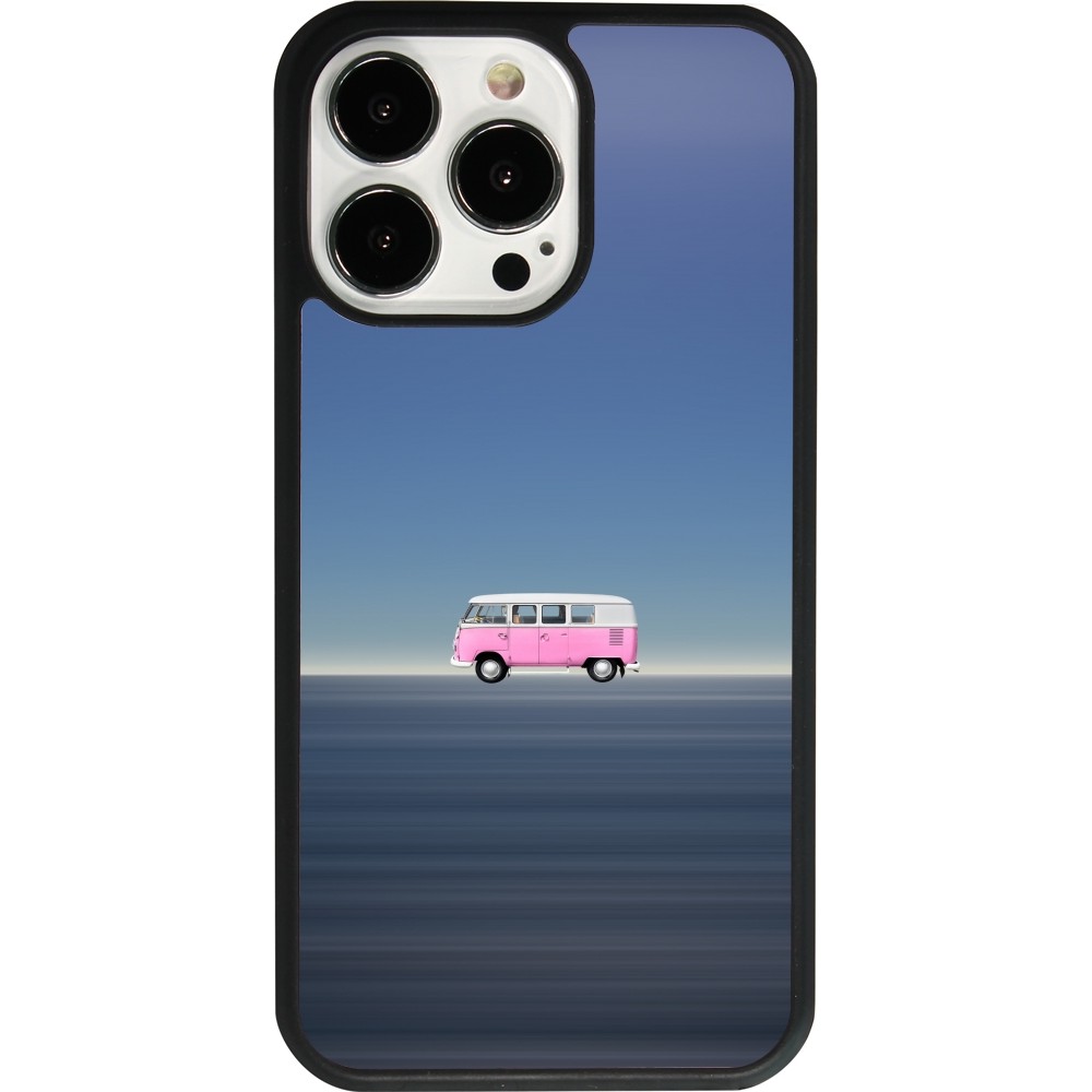 Coque iPhone 13 Pro - Silicone rigide noir Spring 23 pink bus