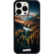 Coque iPhone 13 Pro - Silicone rigide noir Sunset Forest Lake