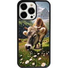 Coque iPhone 13 Pro - Silicone rigide noir Vache montagne Valais