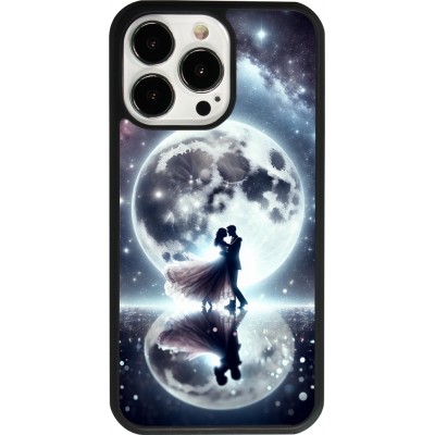 Coque iPhone 13 Pro - Silicone rigide noir Valentine 2024 Love under the moon