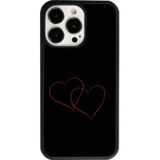 Coque iPhone 13 Pro - Silicone rigide noir Valentine 2023 attached heart