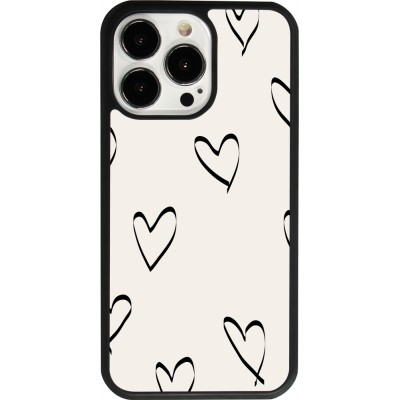 Coque iPhone 13 Pro - Silicone rigide noir Valentine 2023 minimalist hearts