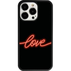 Coque iPhone 13 Pro - Silicone rigide noir Valentine 2023 neon love