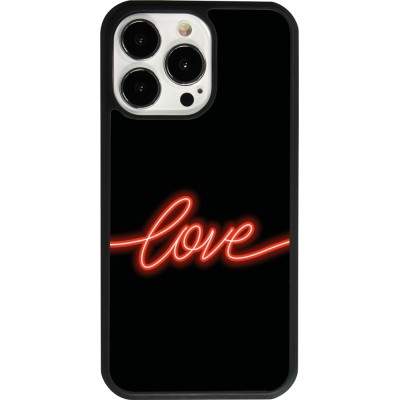 Coque iPhone 13 Pro - Silicone rigide noir Valentine 2023 neon love