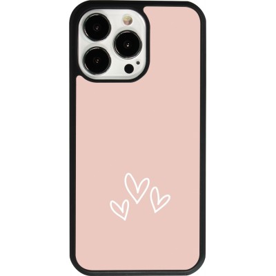 Coque iPhone 13 Pro - Silicone rigide noir Valentine 2023 three minimalist hearts