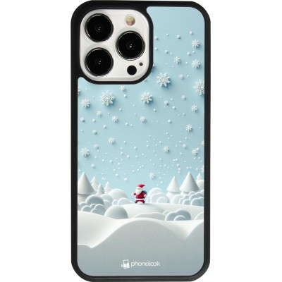 Coque iPhone 13 Pro - Silicone rigide noir Noël 2023 Petit Père Flocon