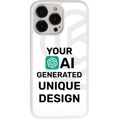 Coque iPhone 13 Pro - Silicone rigide blanc 100% unique générée par intelligence artificielle (AI) avec vos idées