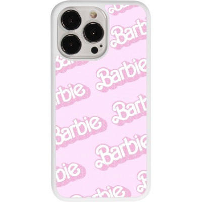 Coque iPhone 13 Pro - Silicone rigide blanc Barbie light pink pattern