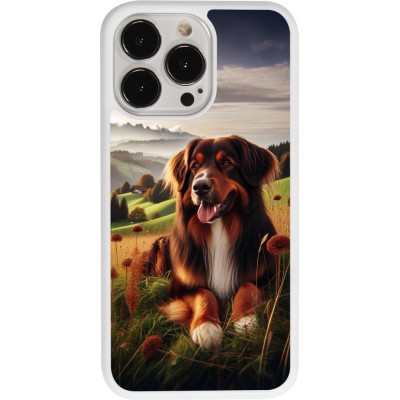 Coque iPhone 13 Pro - Silicone rigide blanc Chien Campagne Suisse