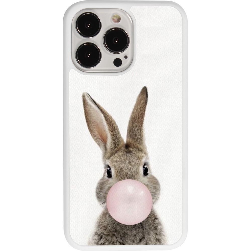 Coque iPhone 13 Pro - Silicone rigide blanc Easter 2023 bubble gum bunny