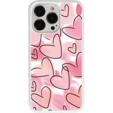 Coque iPhone 13 Pro - Silicone rigide blanc Easter 2023 pink hearts