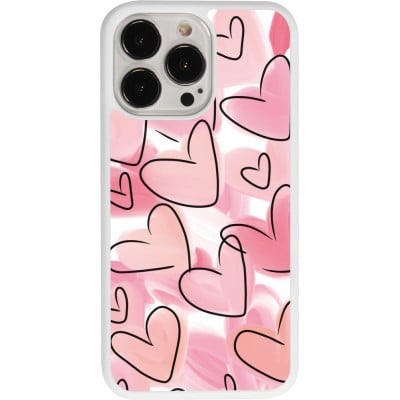 Coque iPhone 13 Pro - Silicone rigide blanc Easter 2023 pink hearts