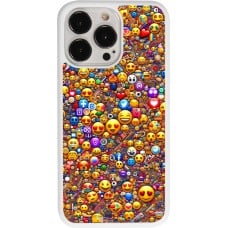 Coque iPhone 13 Pro - Silicone rigide blanc Emoji mixed