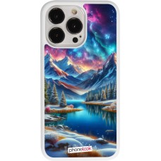 Coque iPhone 13 Pro - Silicone rigide blanc Fantasy Mountain Lake Sky Stars