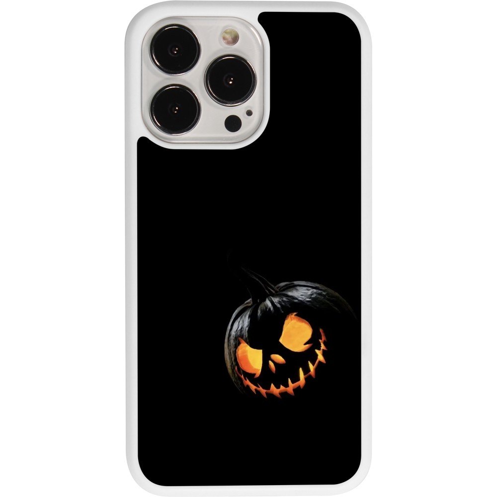 Coque iPhone 13 Pro - Silicone rigide blanc Halloween 2023 discreet pumpkin