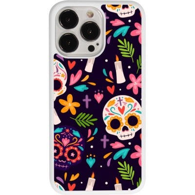 Coque iPhone 13 Pro - Silicone rigide blanc Halloween 2023 mexican style