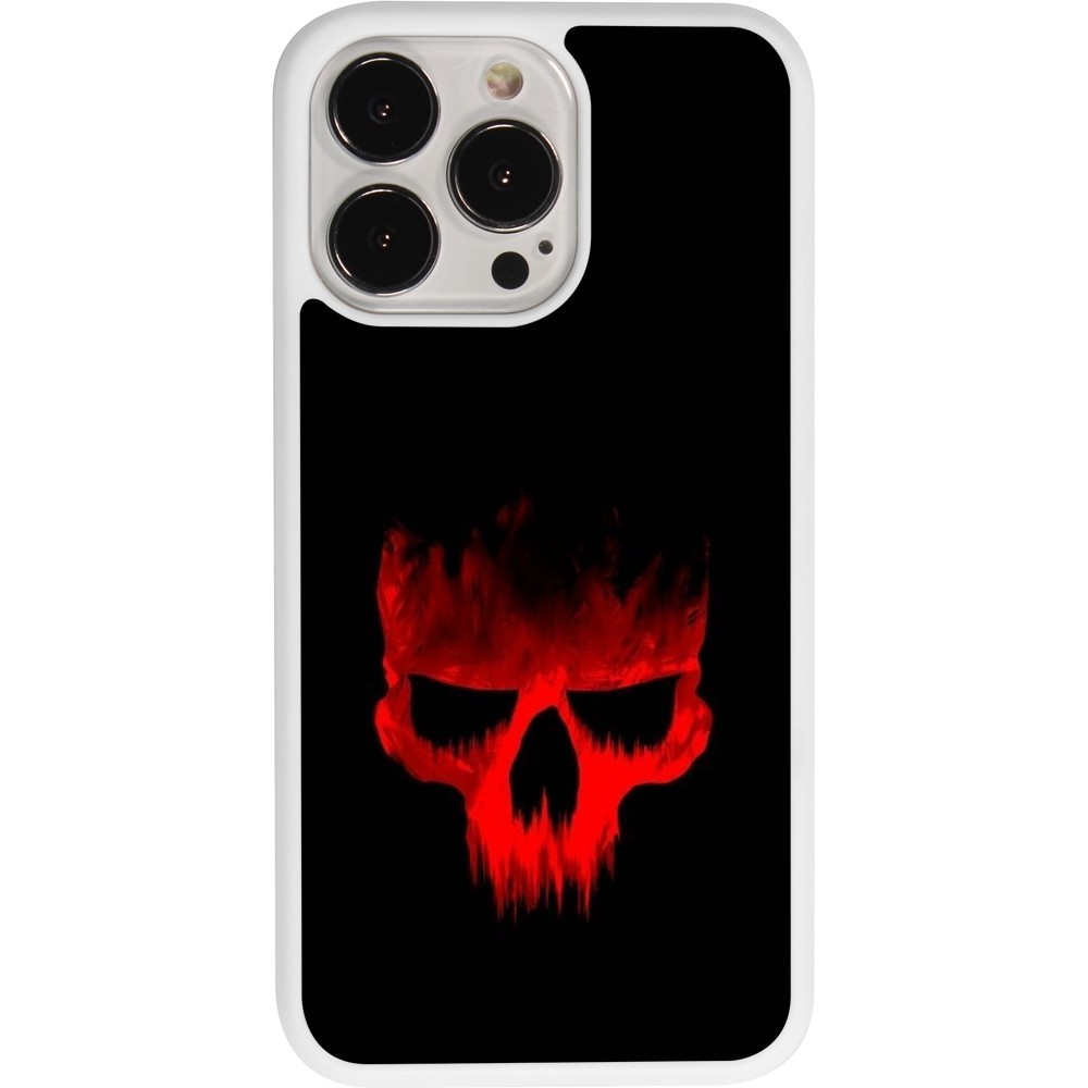 Coque iPhone 13 Pro - Silicone rigide blanc Halloween 2023 scary skull