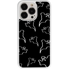 Coque iPhone 13 Pro - Silicone rigide blanc Halloween 2024 black and white ghosts