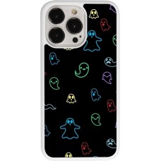 Coque iPhone 13 Pro - Silicone rigide blanc Halloween 2024 colorful ghosts