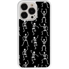 Coque iPhone 13 Pro - Silicone rigide blanc Halloween 2024 dancing skeleton