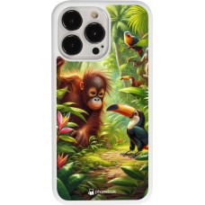 Coque iPhone 13 Pro - Silicone rigide blanc Jungle Tropicale Tayrona