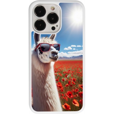 Coque iPhone 13 Pro - Silicone rigide blanc Lama Chic en Coquelicot