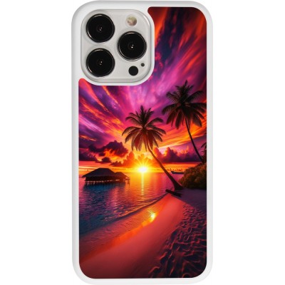 Coque iPhone 13 Pro - Silicone rigide blanc Maldives Dusk Bliss