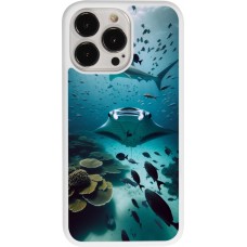 Coque iPhone 13 Pro - Silicone rigide blanc Manta Lagon Nettoyage