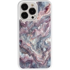 Coque iPhone 13 Pro - Silicone rigide blanc Marbre violette argentée