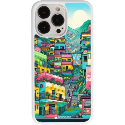 Coque iPhone 13 Pro - Silicone rigide blanc Medellin Comuna 13 Art