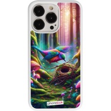 Coque iPhone 13 Pro - Silicone rigide blanc Oiseau Nid Forêt