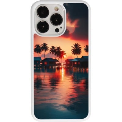 Coque iPhone 13 Pro - Silicone rigide blanc Paradis Maldives