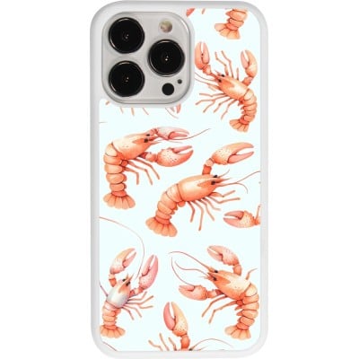 Coque iPhone 13 Pro - Silicone rigide blanc Pattern de homards pastels