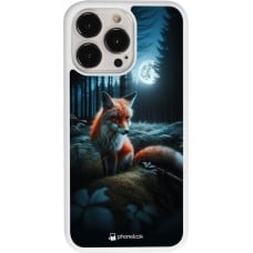 Coque iPhone 13 Pro - Silicone rigide blanc Renard lune forêt