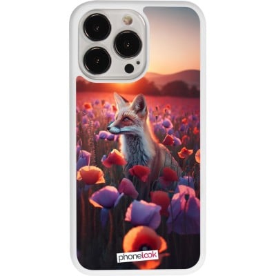 Coque iPhone 13 Pro - Silicone rigide blanc Renard pourpre au crépuscule