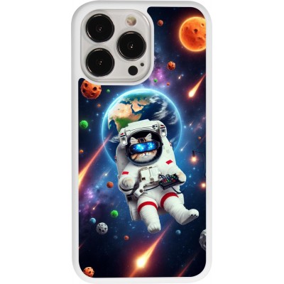 Coque iPhone 13 Pro - Silicone rigide blanc VR SpaceCat Odyssey