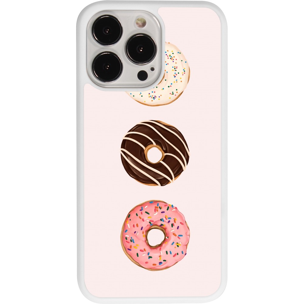 Coque iPhone 13 Pro - Silicone rigide blanc Spring 23 donuts