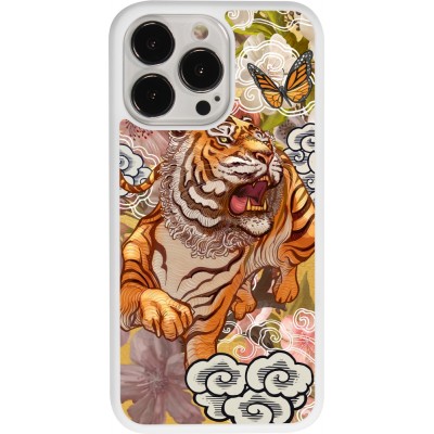 Coque iPhone 13 Pro - Silicone rigide blanc Spring 23 japanese tiger